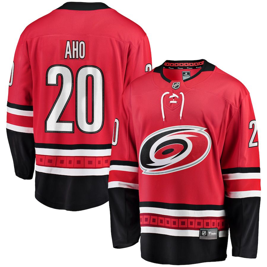 Men Carolina Hurricanes 20 Sebastian Aho Fanatics Branded Red Home Premier Breakaway Player NHL Jersey